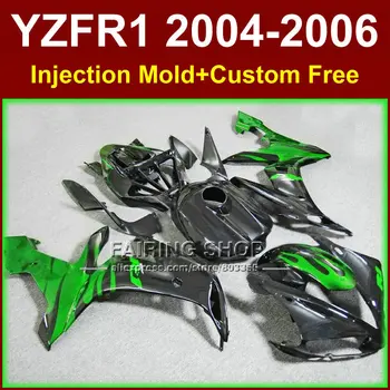 

Custom ABS Injection motorcycles fairings kit for YAMAHA 2004 2005 2006 YZFR1 YZF1000 YZF R1 04 05 06 green black fairing parts