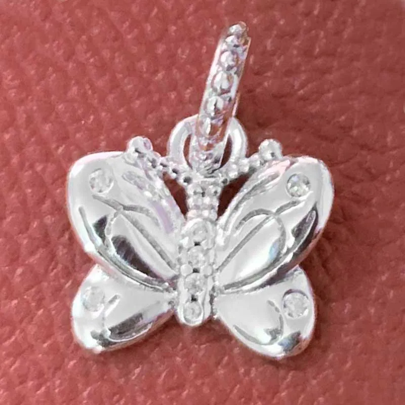 

New 925 Sterling Silver Charm Decorative Butterfly With Crystal Necklace Pendant Beads Fit Pandora Bracelet Bangle Diy Jewelry