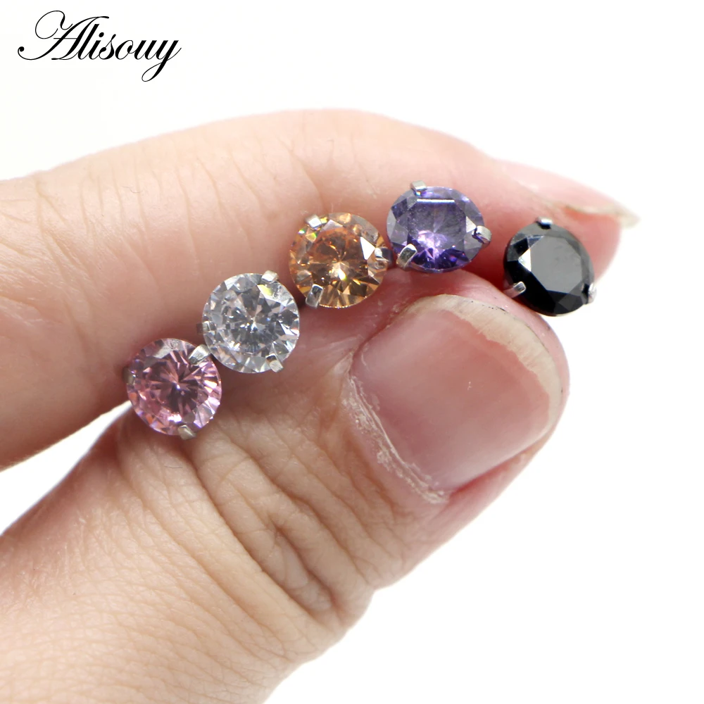 Fashion CZ 3 Prong Tragus Cartilage Stainless Steel Ear Stud Crystal Zircon Earrings Piercing Jewelry Gold Clear boucle 1pc