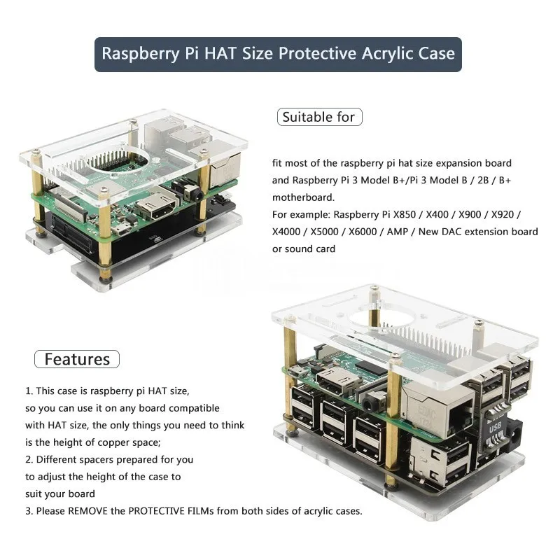 Универсальный чехол Raspberry Pi HAT+ стойки+ винты+ гайки DIY Kit, универсальный чехол для Raspberry Pi 4 Модель B/Pi 3B+ Plus/3B