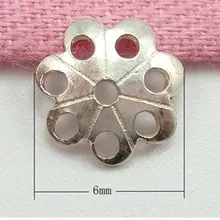 Твердые 925 серебра выводы Интимные аксессуары 100 шт./лот 6 мм Цветок из бисера Кепки DIY 925 Серебряные ювелирные изделия