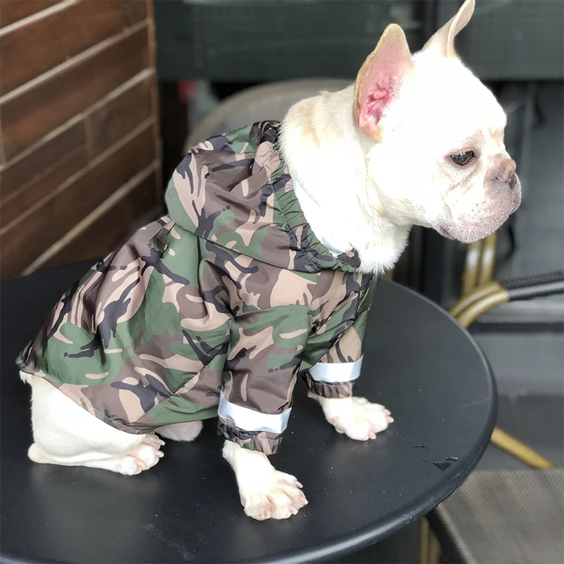 Online Bulldog Francés cinta reflectante chubasquero ropa para perros pequeños Chihuahua yorkkie sudaderas a prueba de agua Envío Directo PC0889