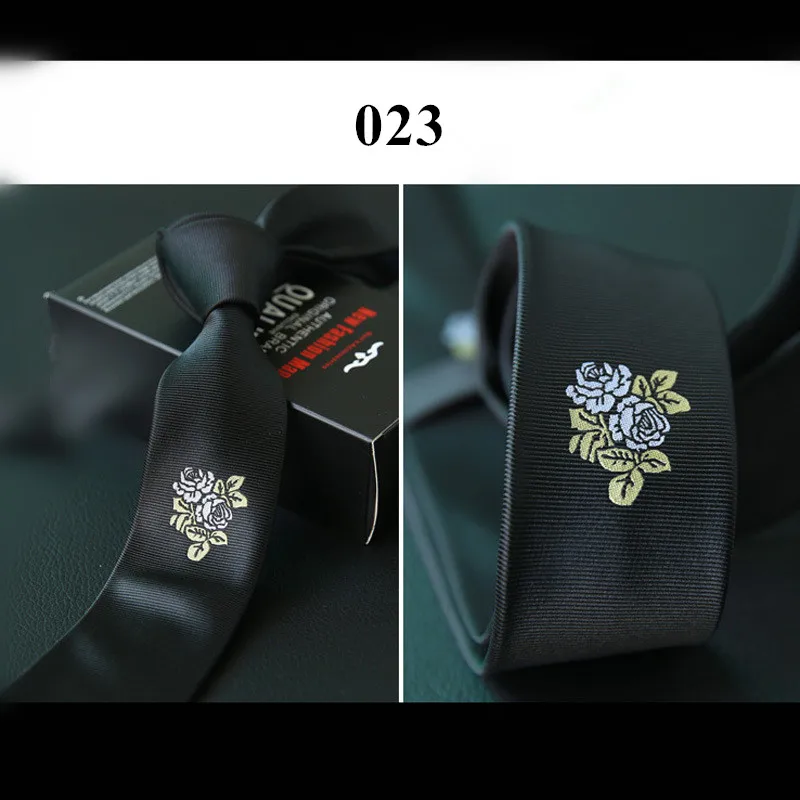 Вышитый черный красный позиционирующий мужской галстук с вышивкой Корейская версия британских узких галстуков 5 см 6 см трендовые аксессуары для галстука - Цвет: 023