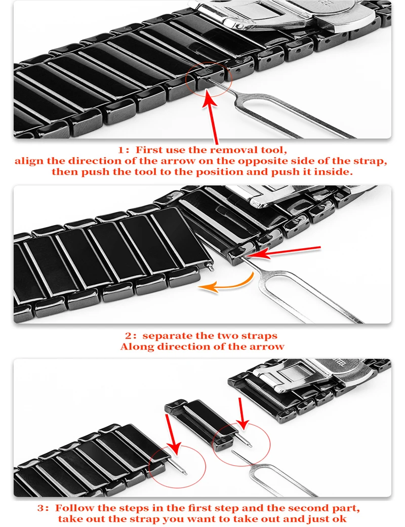 20 мм/22 мм Керамика ремень для samsung шестерни S2/s3/s4 сменный ремешок для samsung galaxy watch 46/42 мм Гладкая Керамика группа