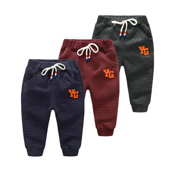 

Toddler Baby Boys Trousers Alphabet Printed Drawstring Pants for Boys Harem Pants Autumn Winter Warm Plus Velvet Boy Kids Pants