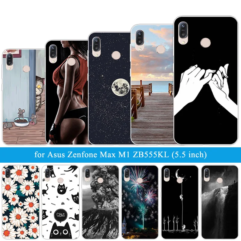 

5.5 inch for Asus Zenfone Max M1 ZB555KL Phone Cover Back Full Protective Cases for ASUS ZB555KL Silicone Wooden Coque