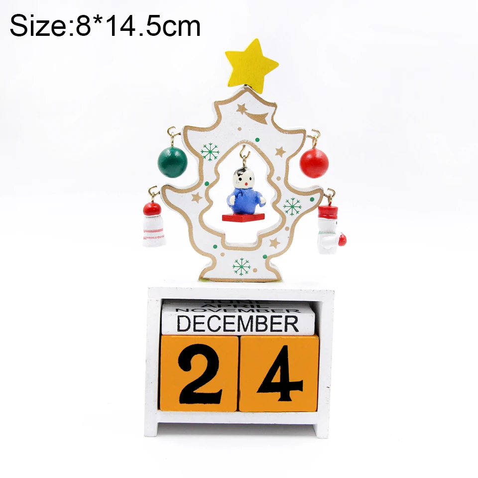 1 шт. креативный Рождественский календарь настольные подарки игрушки украшения деревянный материал украшения олень Снеговик Санта Клаус Адвент календари - Цвет: B-white