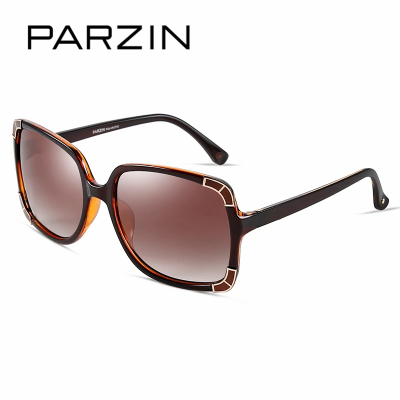 Женские поляризованные солнцезащитные очки PARZIN, бренд Elegant New Fashion Shield Защита от ультрафиолетовых лучей 400 Квадратная рамка высокого качества 9276 - Цвет линз: COFFEE