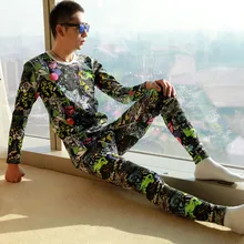 Новинка, мужское модное сексуальное термобелье, мужские кальсоны, зимняя рубашка+ штаны, комплект, теплый, толстый, плюс бархат, размер M-XL