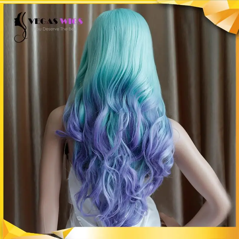 Vegaswigs Light Purple And Blue Ombre Two Tone Lace Front Charming