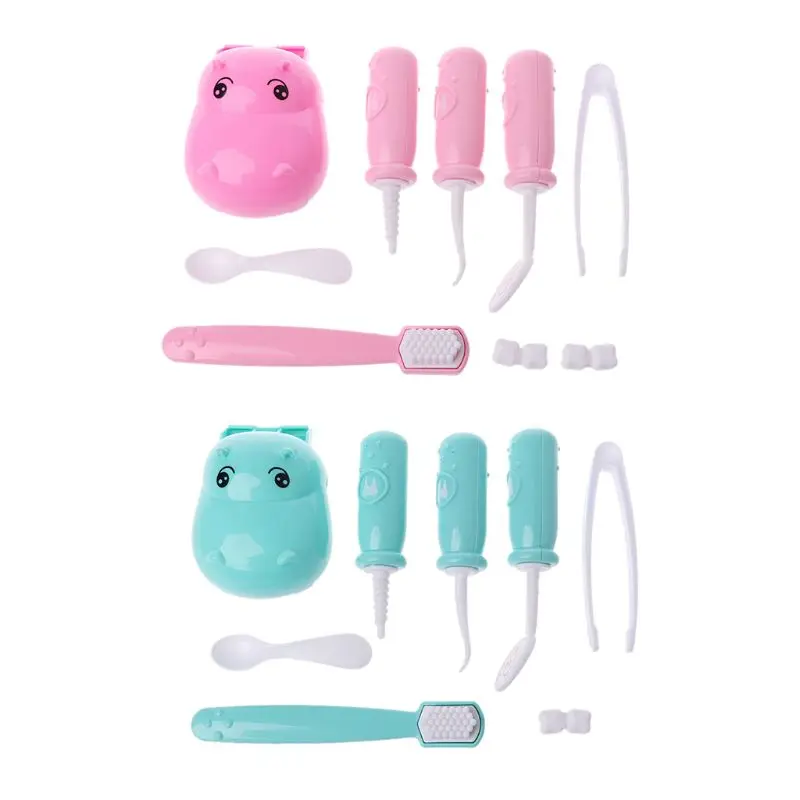 

9PCS Hippo Dentist Check Teeth Model Set Medical Kit Pretend Play Toy Role Play Educational Learing Toys Children Kids Toy Gift