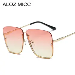 ALOZ MICC Винтаж половина кадра солнцезащитные очки Для женщин Мода Для мужчин Oversize сплава рама Квадратные Солнцезащитные очки оттенков UV400