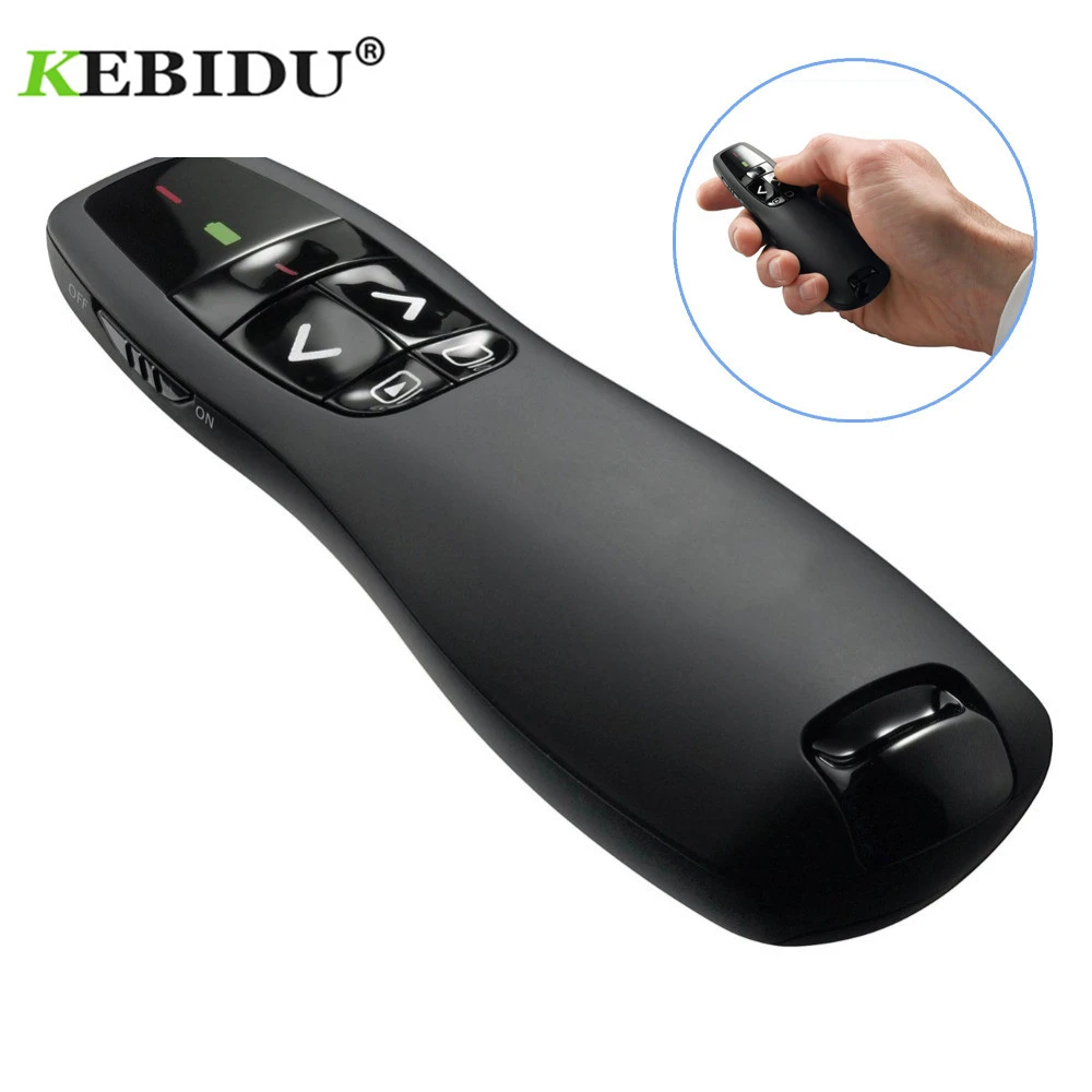 

KEBIDU R400 2.4Ghz USB Wireless Presenter Red Laser Pointer PPT Remote Control for Powerpoint Presentation