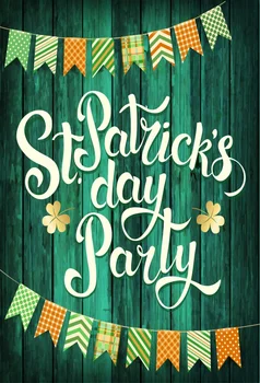 

Laeacco St. Patrick's Day Clover Wooden Boards Scene Photography Backgrounds Customized Photographic Backdrops For Photo Studio