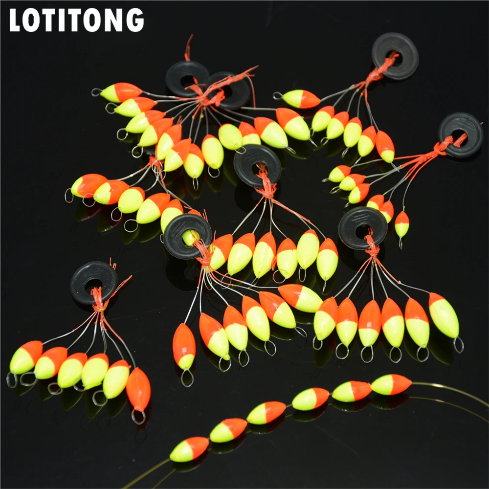 LOTITONG 40set 240pcs Seven star Oval mini fishing float Space beans