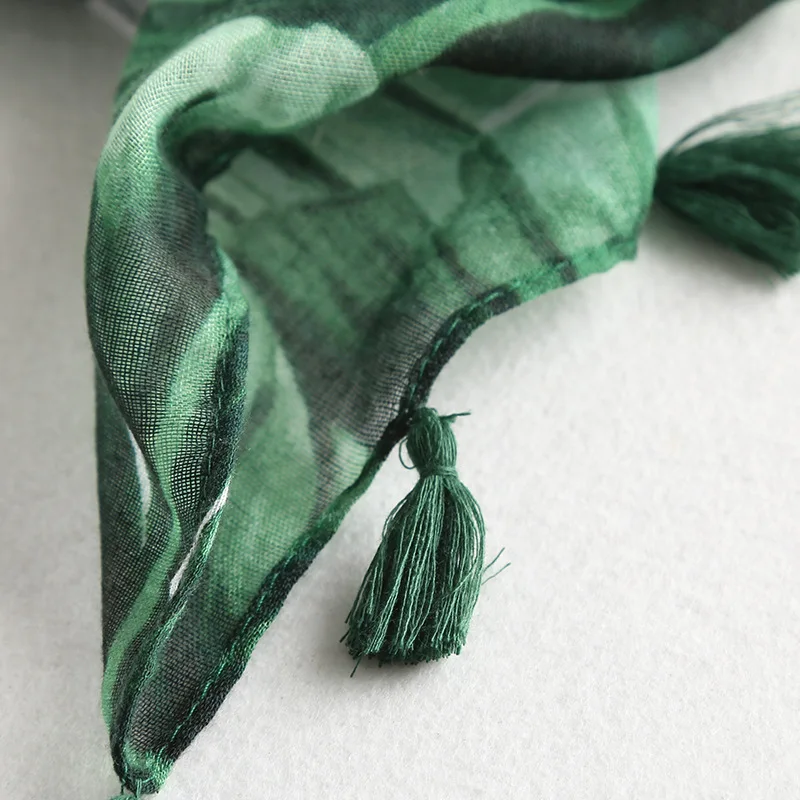 Новая женская мода зеленый Цветочный кисточкой шаль из вискозы шарф женский длинный мягкий мусульманский хиджаб Sjaal головной убор снуд 180*100 см