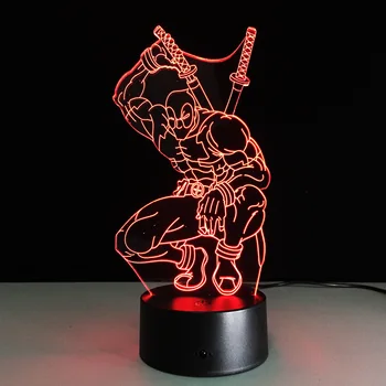 

7 Colors Changing Hero Deadpool 3D light LED Night Light USB Touch Decorative LED Table Lamp Colorful Desk Lighting Drop Ship