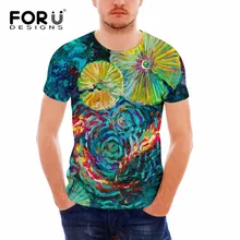 FORUDESIGNS Mens Summer Short Sleeve T-shirt O-neck Fitness Workout Tee Shirt For Male 3D Painting Design T Shirt Brand Clothing