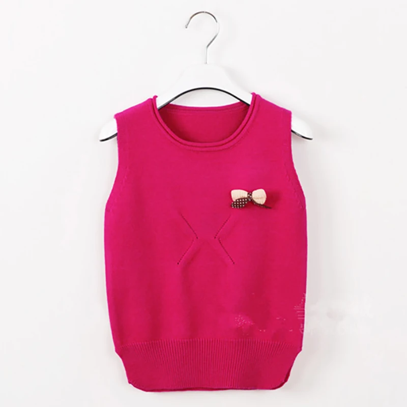 Весна и осень новые детские свитера для девочек повседневная шерстяная вязаная одежда с круглым вырезом теплые кашемировые Жилеты Пуловеры Одежда для детей - Цвет: Rose Red