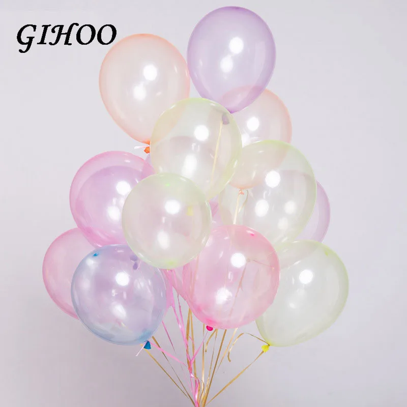 

10pcs/lot 10inch Colorful Crystal Balloon Round Bobo Transparent Clear Balloons Wedding Decro Helium Inflatable Balls