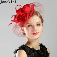 JaneVini винтажная клетка шляпа вуаль белые черные перья вуаль для невесты Свадебная шляпка головной убор вечерний ужин аксессуары для волос