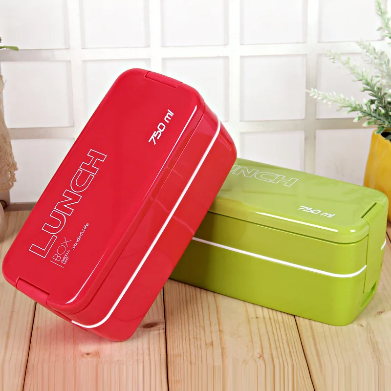 

NEW 750ML 2 layer portable removable Candy Color Japanese Bento Lunch Boxs Food Container Sushi Set Plastic Microwave Safe