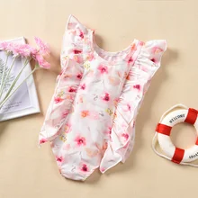 Новинка года; Лидер продаж; детский летний купальник с рюшами для маленьких девочек; купальный костюм; одежда для плавания