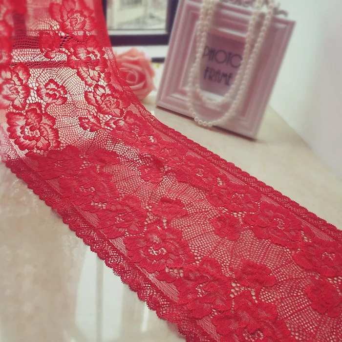 

4 м/лот, Ширина 22 см, красное эластичное кружевное стрейч, шитье, рукоделие, платье, рубашка, одежда, ткани