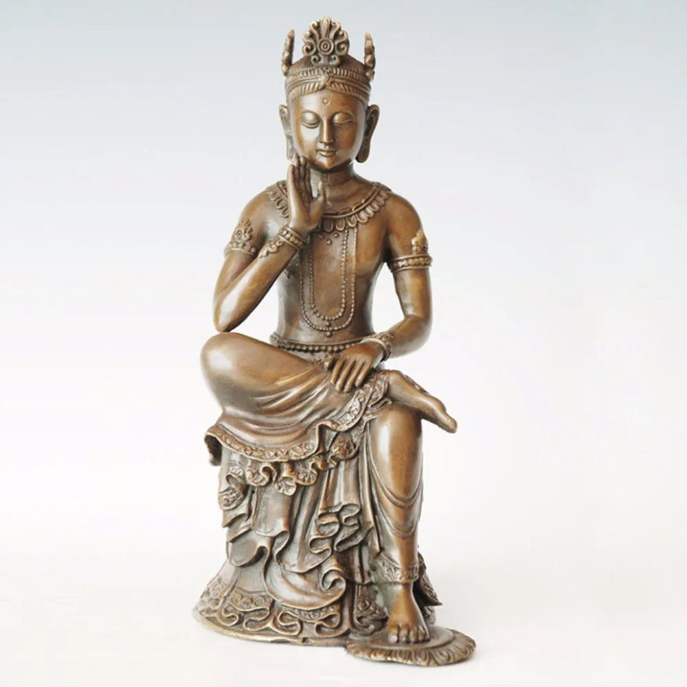 

Bronze Buddha Maitreya Bodhisattva Statue Figurine Buddhist Religious Sculpture Metal Art for Home Decoration