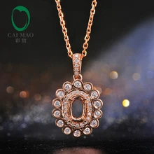 18 К розовая, золотая, овальная 4x6 мм настоящая Алмазная помолвочная полуподвесная уникальная подвеска