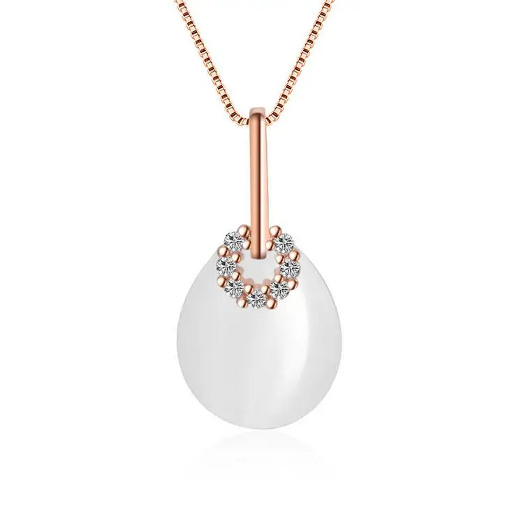 Nový přívěsek na prodej módní opálový kámen 925 mincovní stříbro dámské náhrdelníky dámské krátké krabičky řetězy