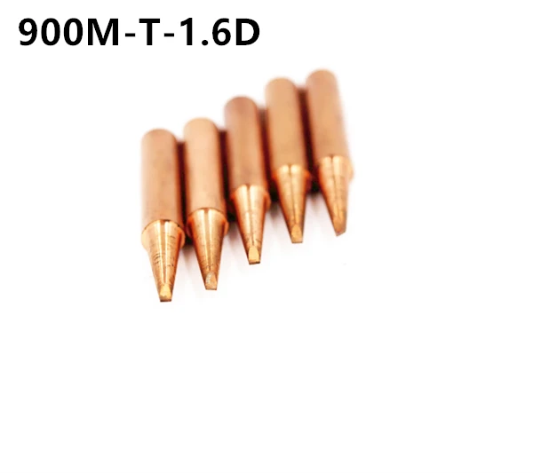 

SZBFT 5piece Lead-free Red copper Pure cupper Solder tip 900M-T-1.6D For Hakko 936 FX-888D Saike 909D 852D+ 952D Diamagnetic DIY