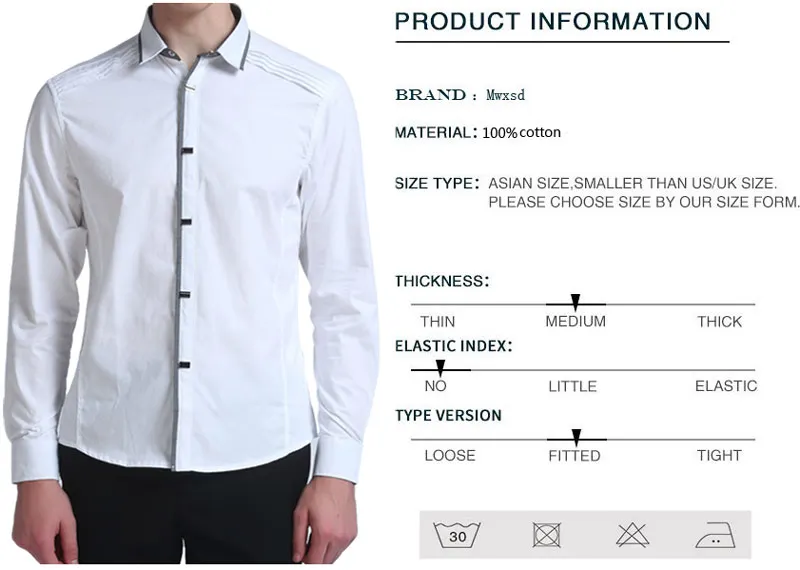 Высокое качество Mwxsd Брендовые мужские повседневные рубашки с длинным рукавом из хлопка, мужские рубашки в стиле рок, облегающие однотонные мужские рубашки