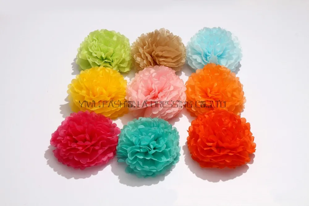 cores guirlandas de pompom de papel de tecido decoração de casamento polegadas cabeças flores de rosa de papel colorido diy