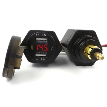 

4.2A Motorcycle Digital Display Double USB Port Plug LED Voltmeter Voltage Meter For BMW F800GS F650GS F700GS R1200GS R1200RT