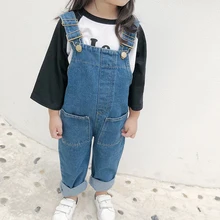 Осень Модная одежда для детей, Детская мода для мальчиков и девочек, джинсы из денима, тянущиеся джинсы ковбойские комбинезоны, детский комбинезон, Детский комбинезон из джинсовой ткани для маленьких мальчиков и девочек комбинезоны для девочек