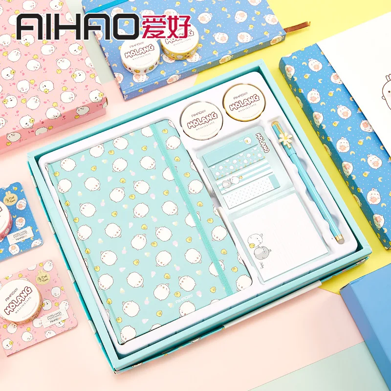 

2 set Paper Cover Notebook Cute Bunny Travel Diary Set Practice Composition Binding Notes Notepad Gift