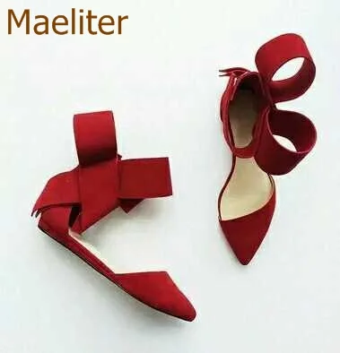red pointed flat shoes