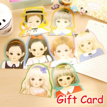 

(64 Pieces/Lot) Kawaii Girls Post It Notes Birthday Greeting Card Cute Postcards Mini Gift Cards Memo Pad FRS-218