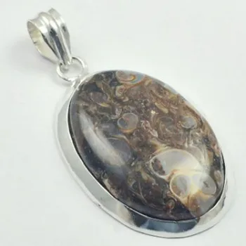 

Turtella Jaspers Pendant Silver Overlay over Copper, Total Length: 55mm , P4231