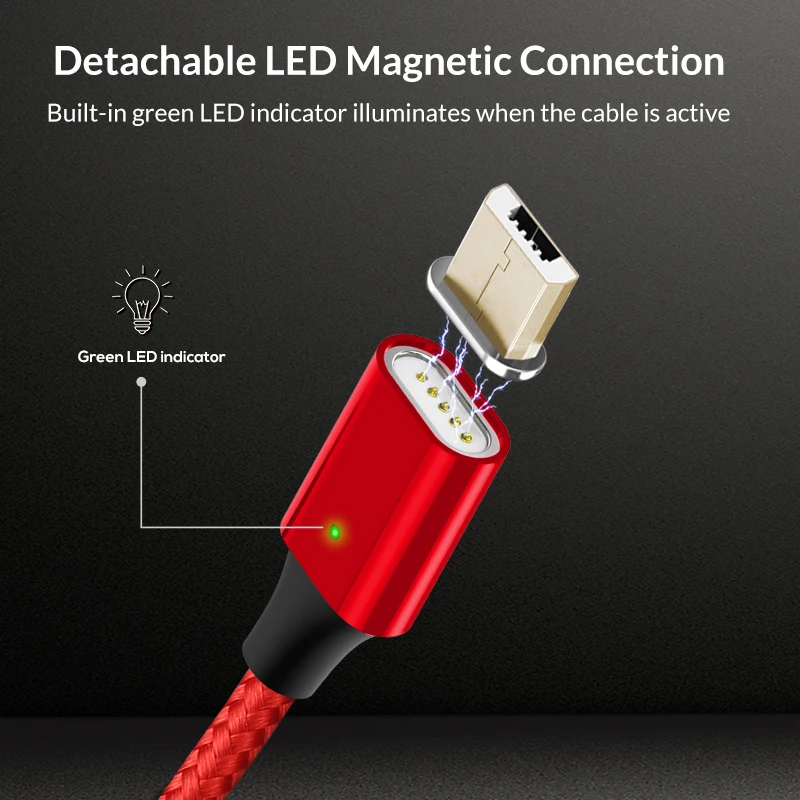 Магнитный светодиодный кабель Micro USB TOPK для Huawei P20 lite Samsung S9 S8 Xiaomi Redmi note 5 6Pro 1 м Type C