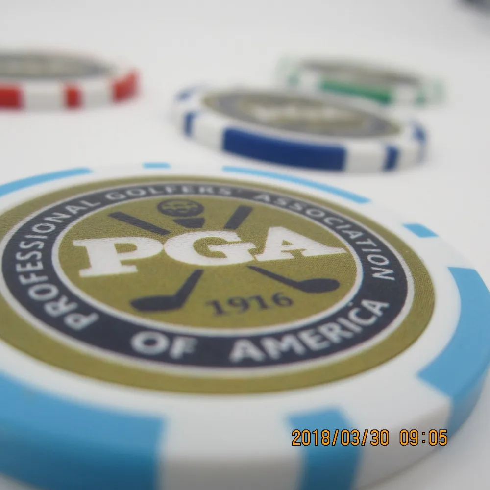 12EA جديد تصميم pga الغولف البوكر رقاقة الكرة ماركر العديد من اللون 40 سنتيمتر ضياء 11.5g أفضل بائع كرة جولف ماركر