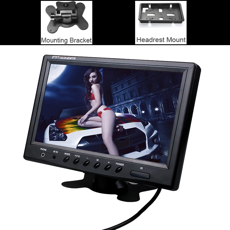 

Car Truck BUS 9 Inch12V 24V LED Stand Headrest Monitor Screen with Rear View Reverse Backup Camera Parking Kit Combo Home CCTV