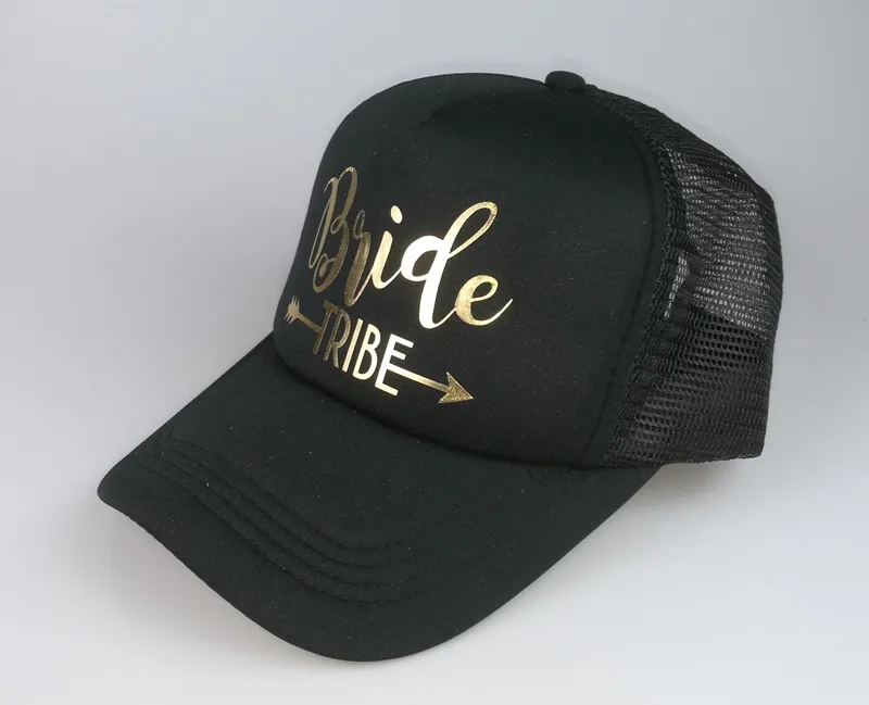 C&Fung BRIDE TRIBE trucker hats Bachelorette Snapback Cap Team Bride Neon gold letter Arrow design mesh baseball hat caps custom baseball caps