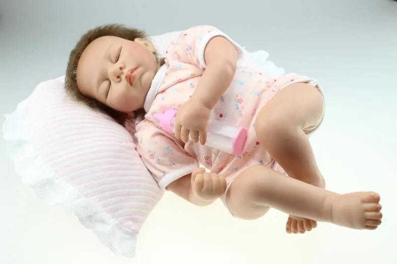 55 см силикона Reborn Baby doll Игрушки для девочек lifelike Reborn подарки мягкого винила спальный Куклы магнит Соски bonecas