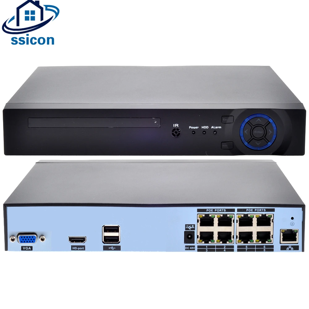 SSICON H.265 8CH 4MP/4CH 5MP 48В POE NVR CCTV ONVIF P2P View Network Video Recorder для 4K IP камеры|Видеорегистратор