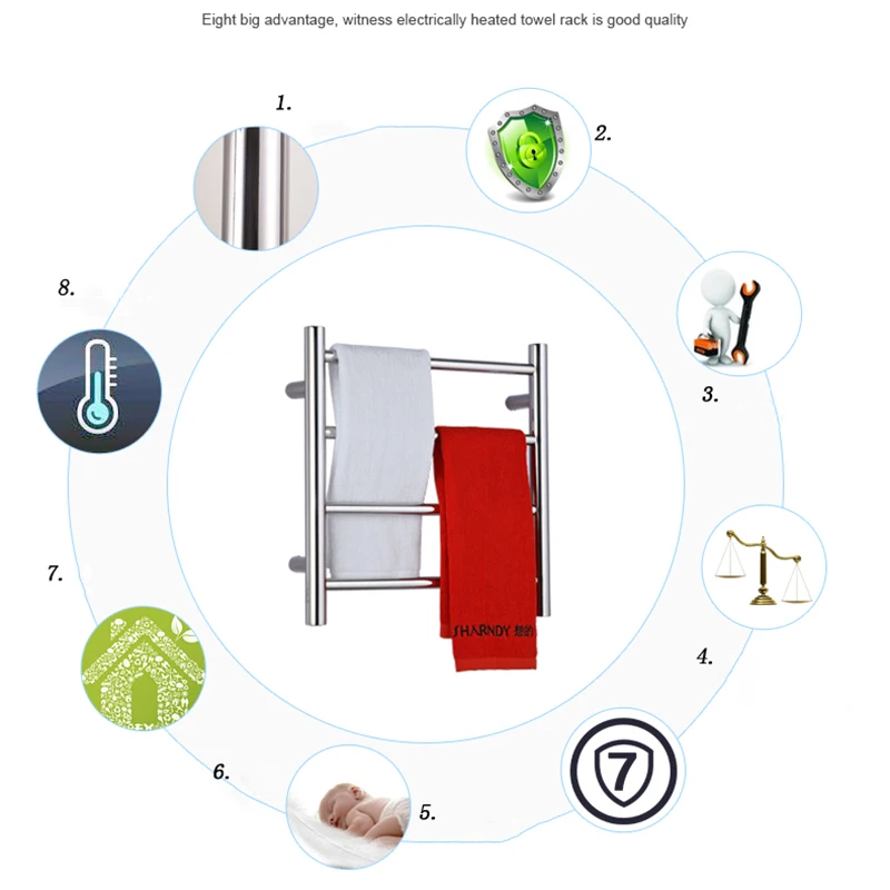 Нержавеющая сталь с электрическим подогревом настенный Полотенца теплые домашние Полотенца сушилка стеллажи для выставки товаров с подогревом Полотенца рельс
