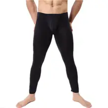 Модные Для мужчин женские эластичные кальсоны модные формочек Тонкий Ультра тонкий леггинсы брюки дышащие мягкие нижнее белье теплые длинные штаны