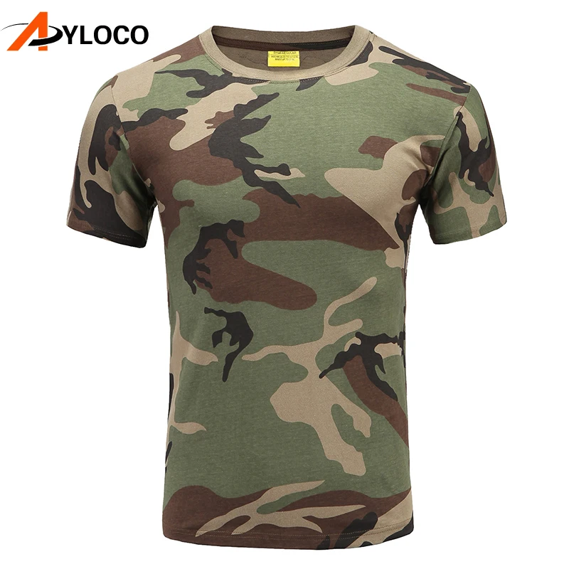 

Military Camouflage Hiking T-Shirt Cotton Breathable Army Tactical T-shirt Mens Compression T Shirt Fitness Summer Bodybulding