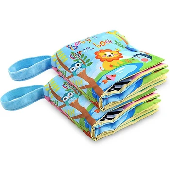 

6 Pages Baby Toys Rattles Infant Kids Early Cloth Books Learning Education Unfolding Activity Books Stereoscopic Animals